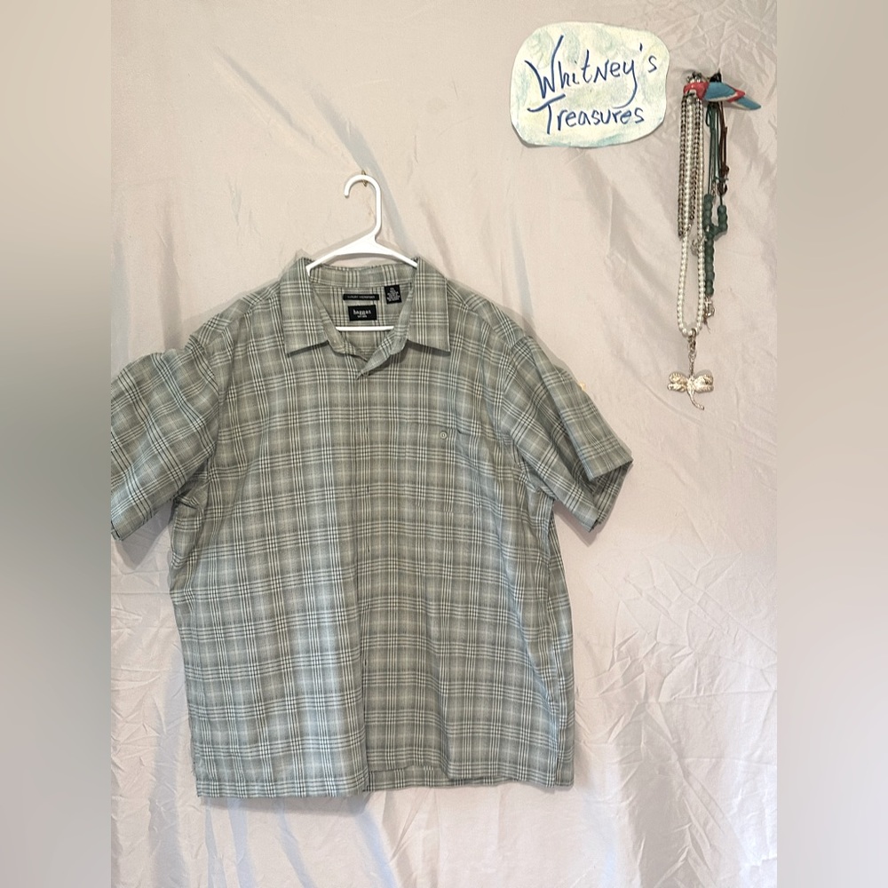 Haggar grey / black men’s microfiber button up